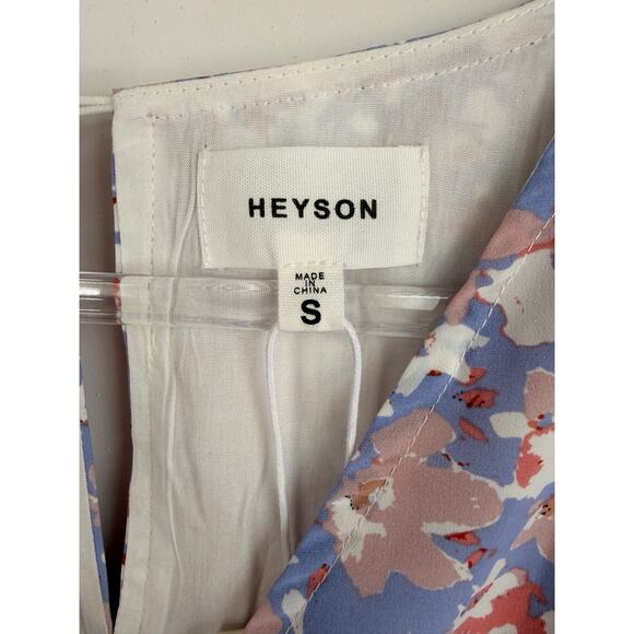 Heyson NWT Blue Floral Wrap Romper Long Sleeve Smocked Waist Size S - Picture 6 of 8